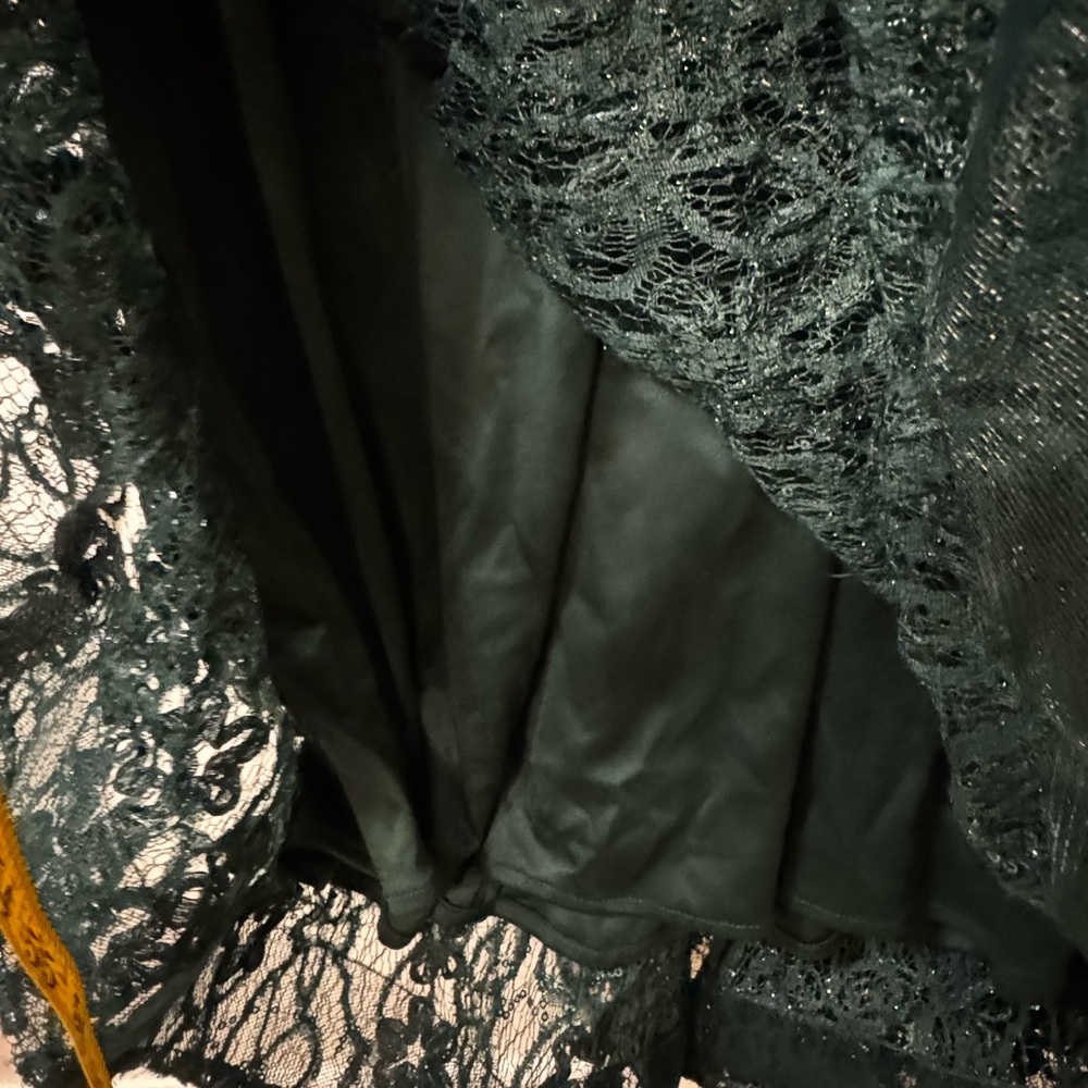 Xscape Dark Green Off-Shoulder Sequin Lace Maxi Dress - Picture 7 of 10